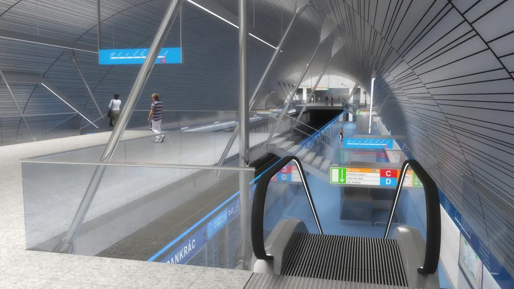 Vizualizace metra D podle společnosti Metroprojekt
