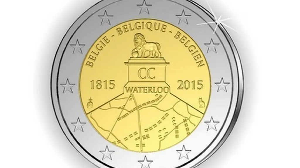 Dvoueurová mince k upomínce bitvy u Waterloo