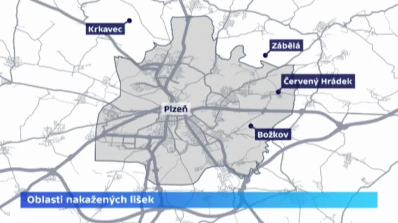 Oblasti nakažených lišek