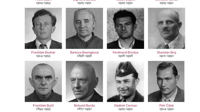 Podobenky zemřelých politických vězňů pohřbených v Ďáblicích