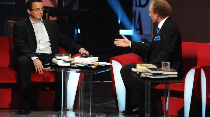 Michal Viewegh a Jaroslav Dušek v pořadu Kniha mého srdce