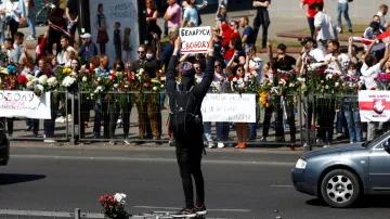 Sobotní demonstrace a pieta v Minsku