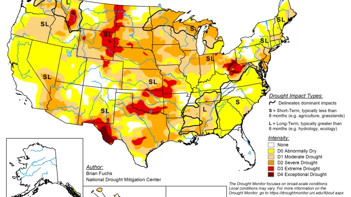 Stav sucha v USA na začátku listopadu
