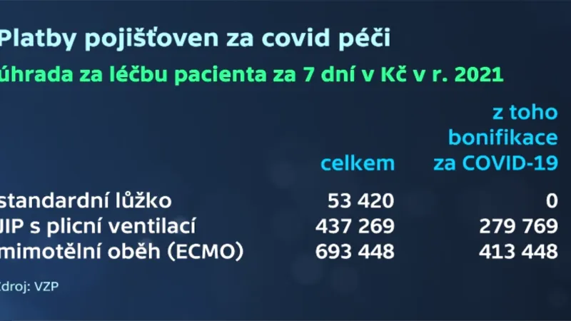 Platby pojišťoven za covid péči