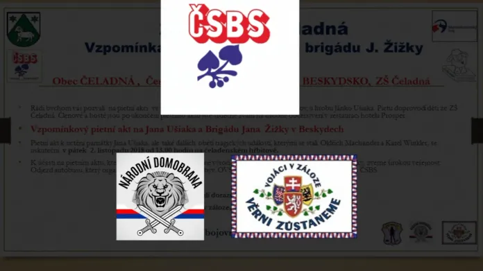 Loga ČSBS, Československých vojáků v záloze a Národní domobrany na společné pozvánce na jednu z akcí na Beskydsku