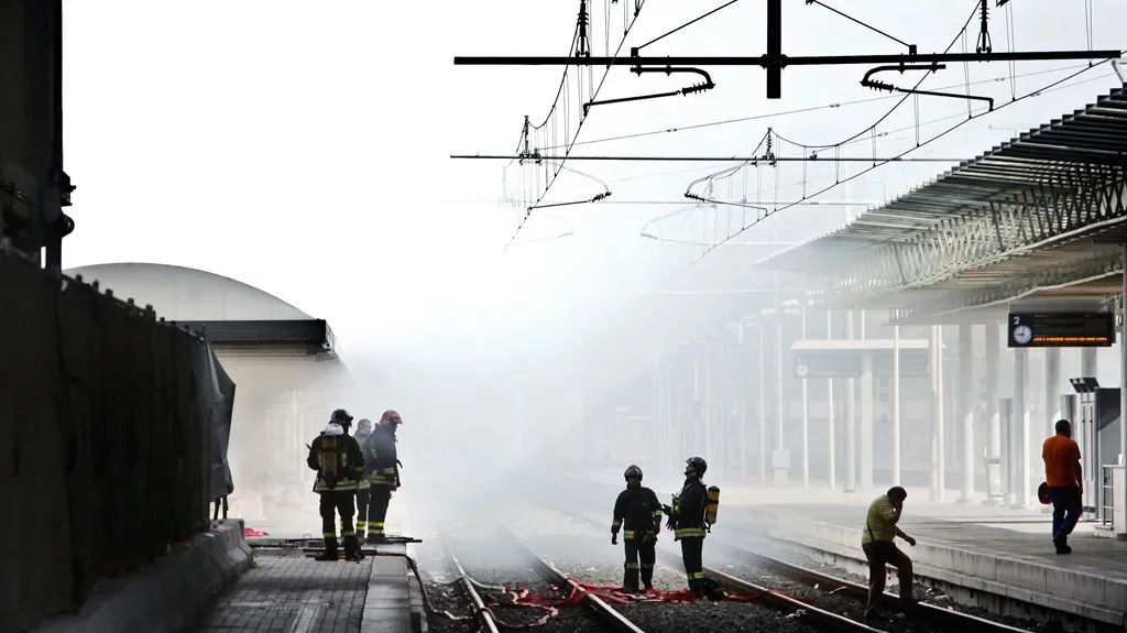 Požár na římském nádraží Tiburtina
