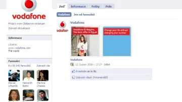 Profil společnosti Vodafone na Facebooku