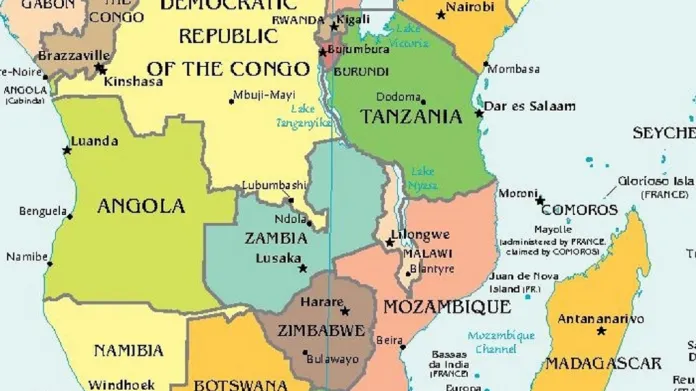 Mosambik na mapě Afriky