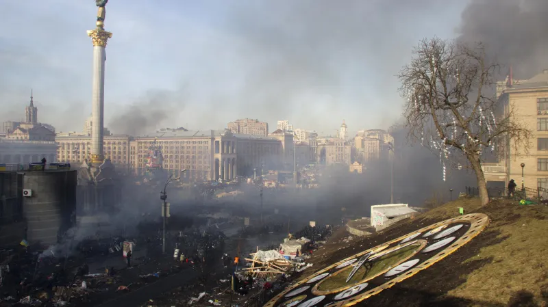 Protivládní demonstrace v centru Kyjeva