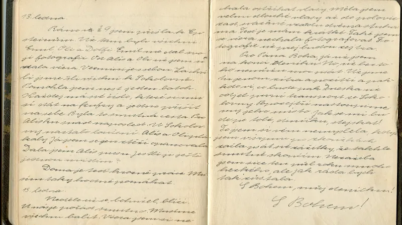 Poslední dvě stránky deníku Věry Kohnové