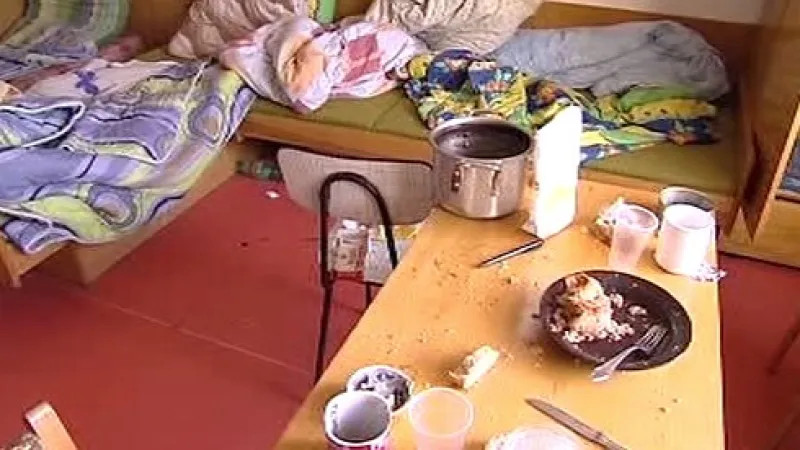 V této ubytovně bydleli rumunští dělníci.