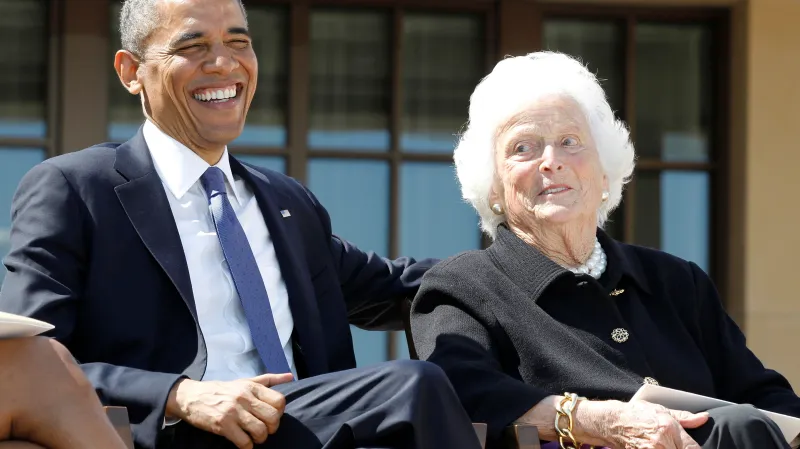 Barbara Bushová s prezidentem Barackem Obamou