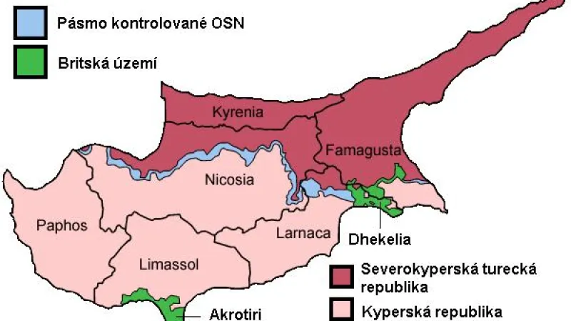 Mapa území na Kypru