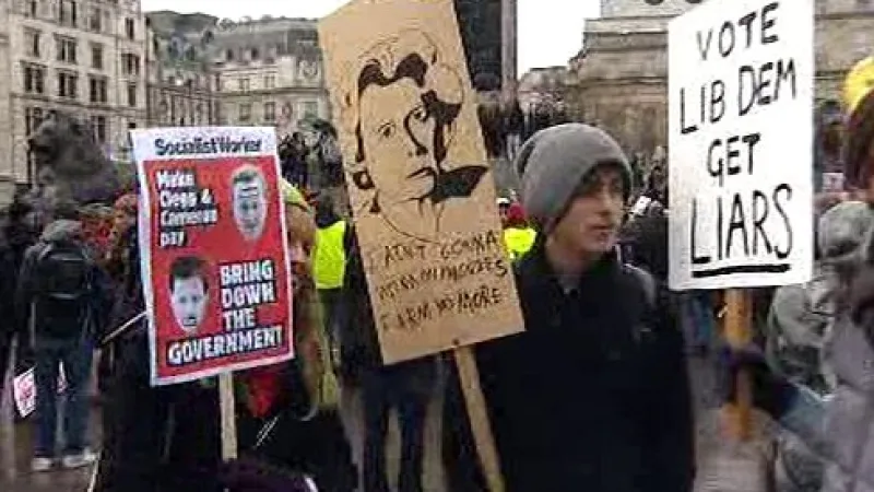 Studentský protest v Británii