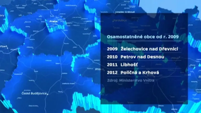 Osamostatněné obce od roku 2009