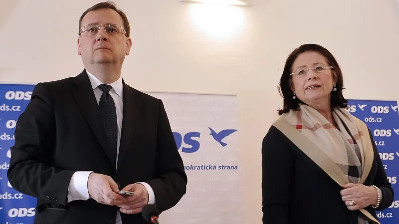 Petr Nečas a Miroslava Němcová na jednání vedení ODS v Jihlavě