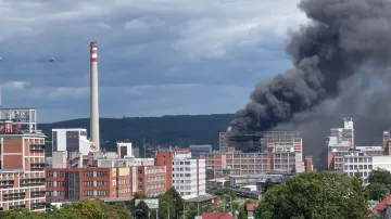 Požár budovy v bývalém baťovském areálu ve Zlíně