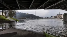 Zaplavená cyklostezka v Ústí nad Labem