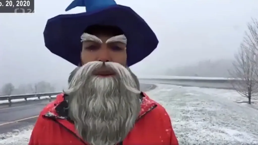 Justin Hinton během živého vysílání