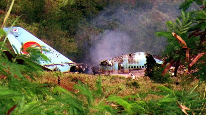 Letoun Korean Air po havárii na ostrově Guam