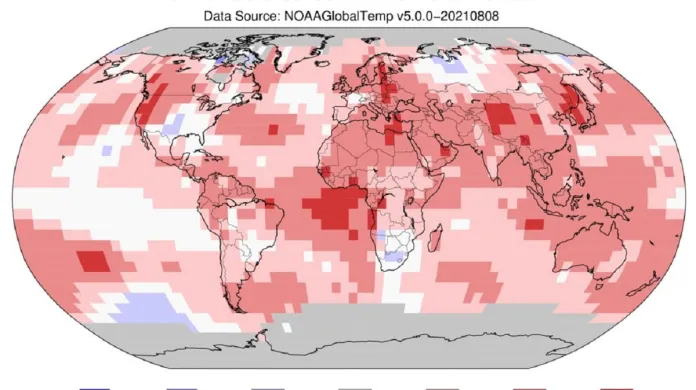 Červenec 2021 podle NOAA