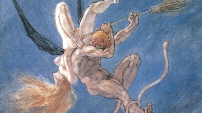 Félicien Rops: Únos, z cyklu Satanské (1882)