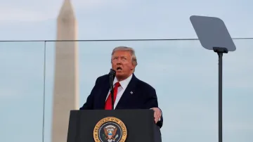 Donald Trump během projevu při Dnu nezávislosti
