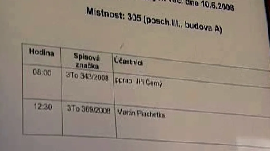 Seznam projednávaných věcí