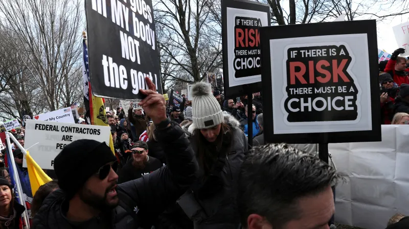 Washingtonský protest proti povinnému očkování proti koronaviru