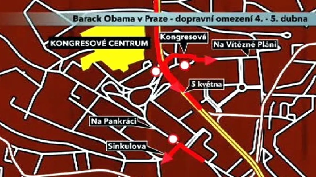 Dopravní omezení při návštěvě Obamy