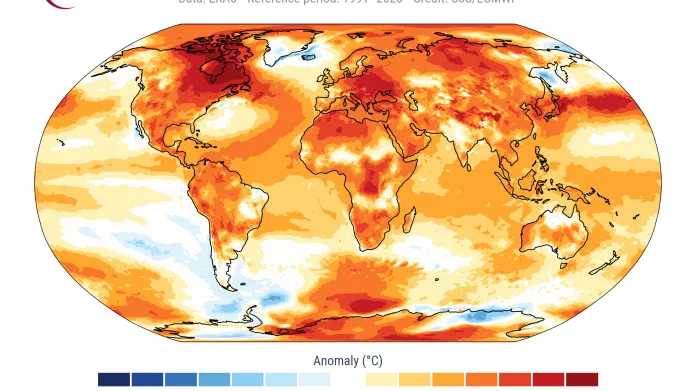 Teplotní anomálie vzduchu během roku 2024