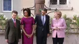 Barack Obama a Angela Merkelová se svými partnery