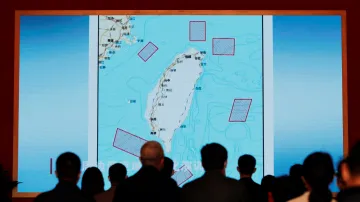 Mapa Tchaj-wanu promítaní v Číně, ilustrační foto