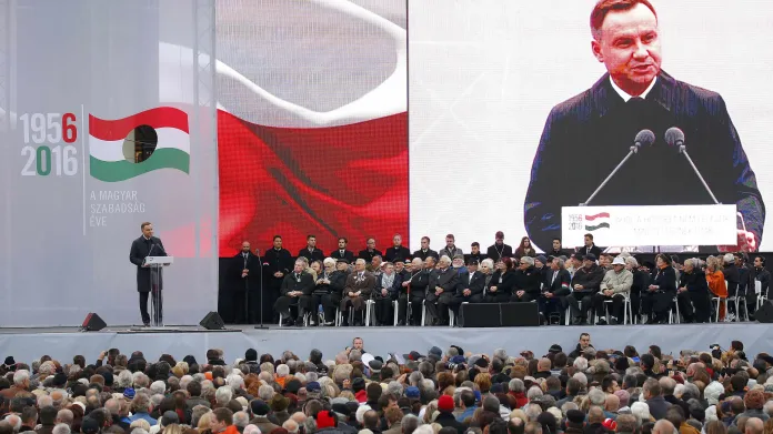 Polský prezident Andrzej Duda na ceremonii v Budapešti