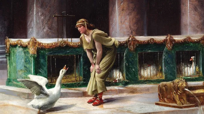 Posvátné husy v Římě na obraze Henriho-Paula Motta