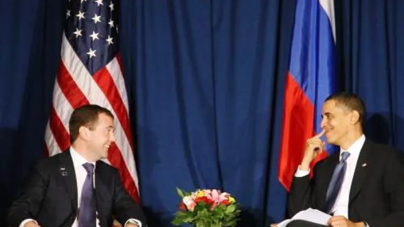 Prezidenti USA a Ruska Barack Obama a Dmitrij Medveděv během klimatického summitu v Kodani