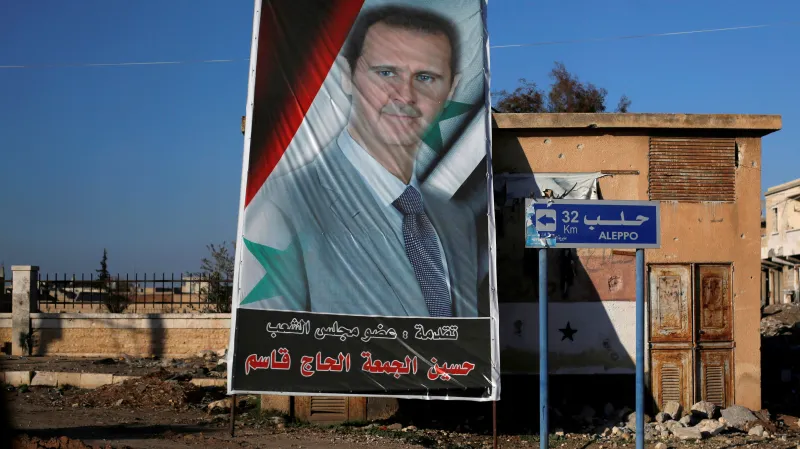 Asadův portrét ve vládou kontrolované části Aleppa