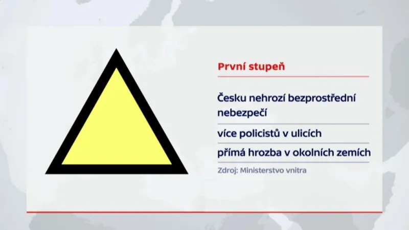 První stupeň znamená nasazení více policistů tam, kde je hodně lidí