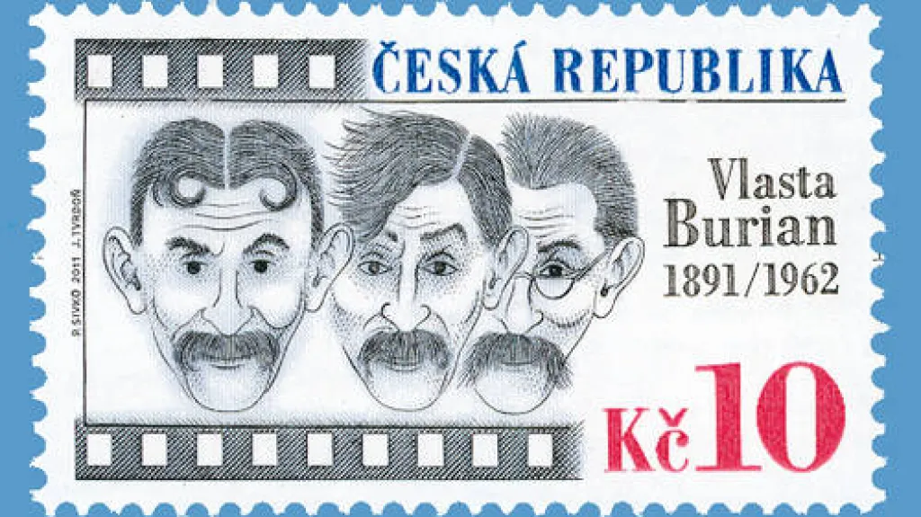 Poštovní známka s Vlastou Burianem