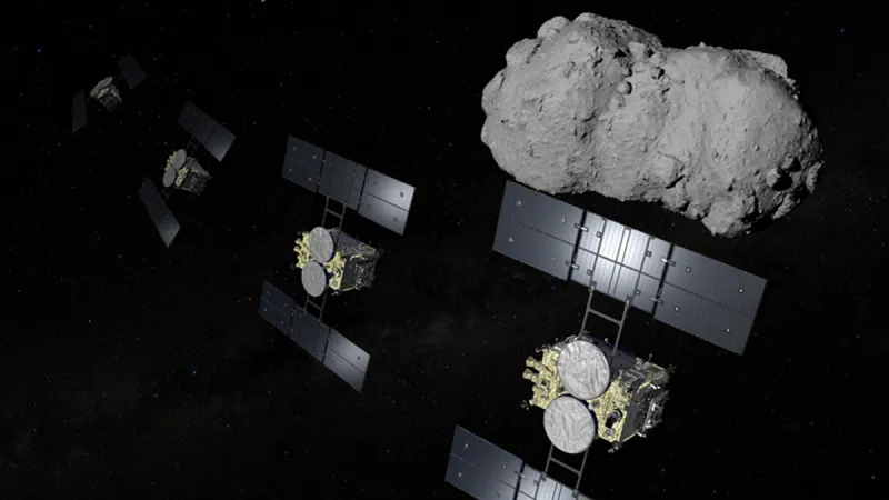 Vizualizace mise Hajabusa 2 u asteroidu Torifune