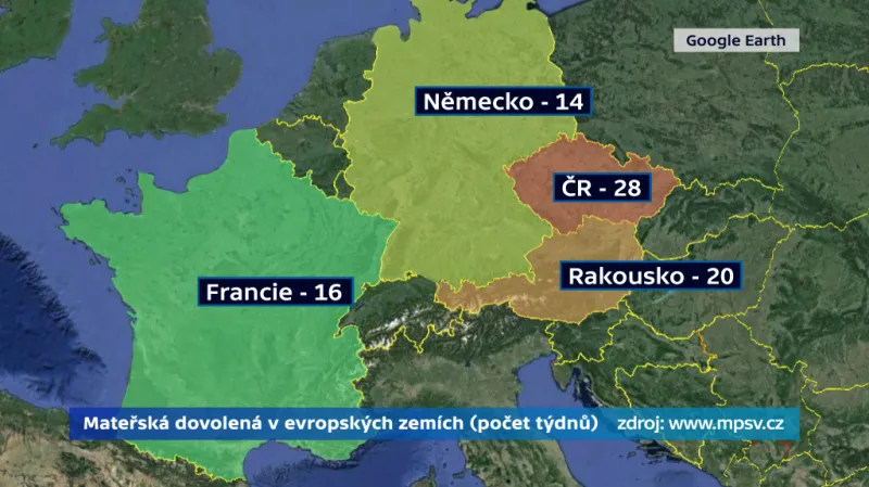 Délka mateřské v Evropě