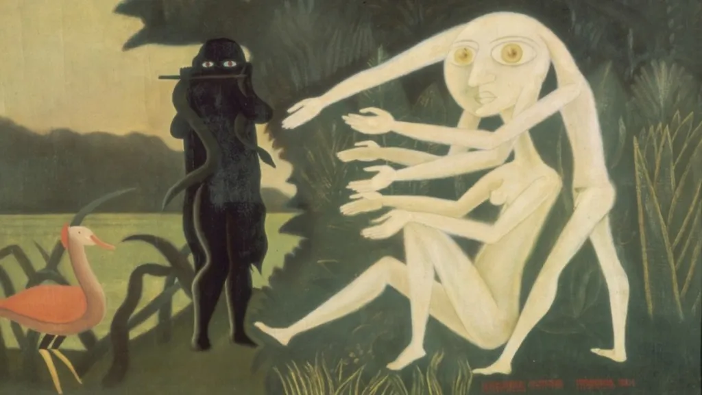 Victor Brauner: La rencontre du 2 bis rue Perrel (Setkání v ulici Perrel 2 bis), 1946, olej na plátně
