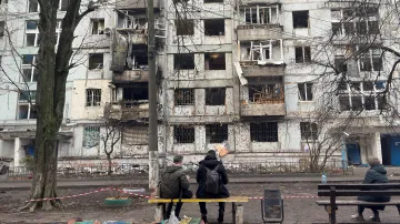 Následek ruského útoku na Dnipro