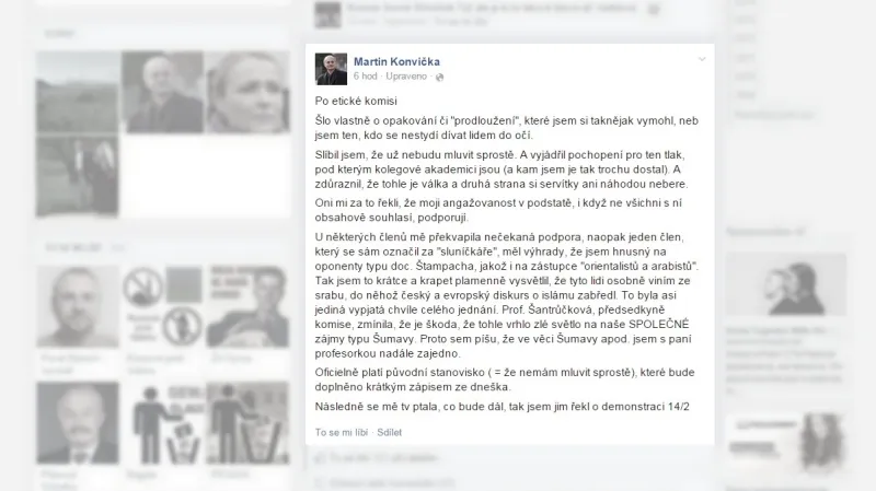 Komentář Martina Konvičky k zasedání etické komise