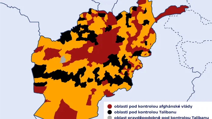 Rozložení sil v Afghánistánu (data pochází z dubna 2021)