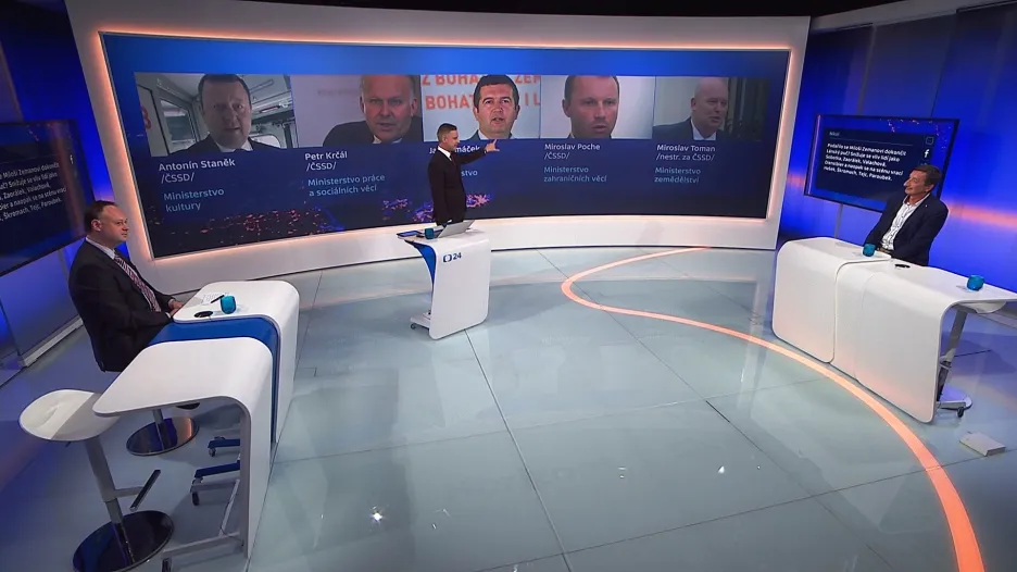 90’ ČT24: politolog Jan Bureš, senátor Miroslav Nenutil (ČSSD), analytik Kantar TNS CZ Pavel Ranocha