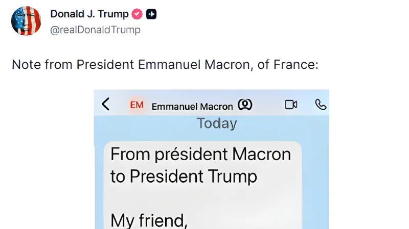 Macronova zpráva Trumpovi