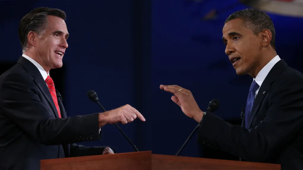 Mitt Romney a Barack Obama v televizní debatě