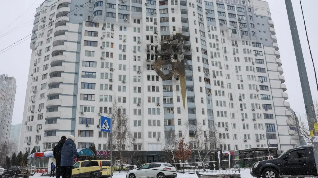 Následky ruského útoku na Kyjev (9. ledna 2026)