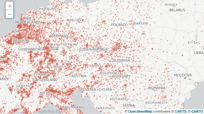 Uživatelé databáze Sci-Hub v Evropě